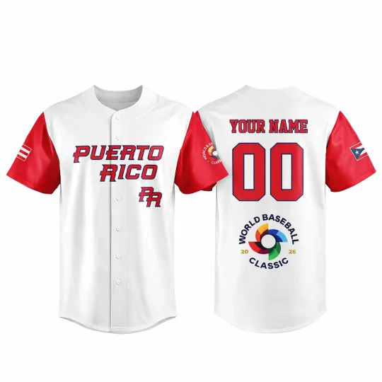 Discover Team Puerto Rico 2026 World Baseball Classic Button Down Baseball Jersey Shirt