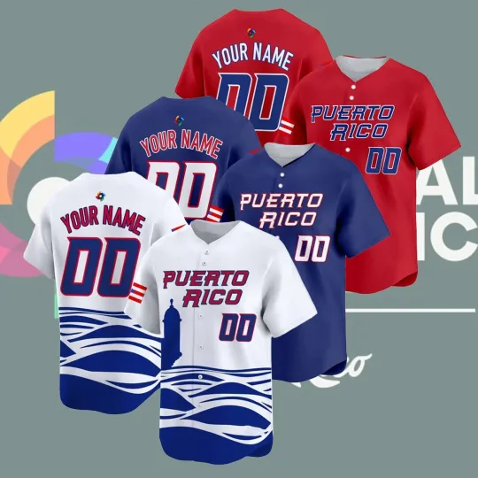 Discover Puerto Rico Baseball Team 2026 Classic Name & Number AOP Gift Fan S-5XL