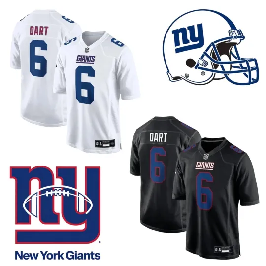 Discover Men Giants #6 Jaxson Dart Carbon Black/Carbon White Game Limited Stitched Jersey