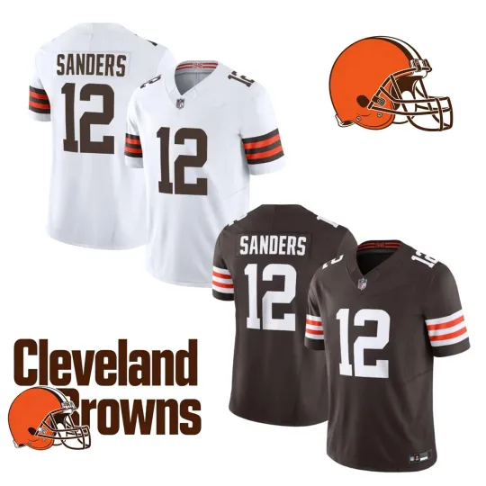 Discover NWT Men's Browns #12 Shedeur Sanders All Stitched Limited Player Jersey