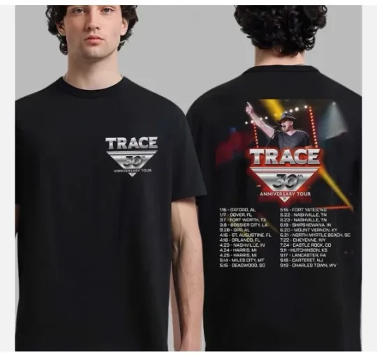 Discover 2 Sides Trace Adkins 30th Anniversary Tour 2026 Black T-Shirt S-5XL
