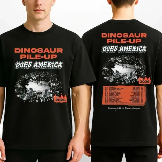 Discover Dinosaur Pile-Up Does America 2026 Tour Vintage Punk Concert T-Shirt