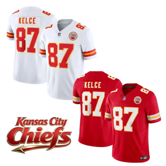 Discover Men Chiefss #87 Travis Kelce Red/White Vapor F.U.S.E. Jersey