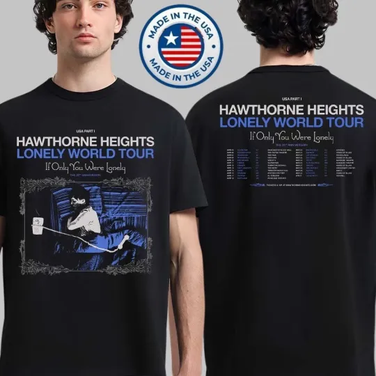 Discover Hawthorne Heights Lonely World Tour 2026 Double Sided T-SHIRT