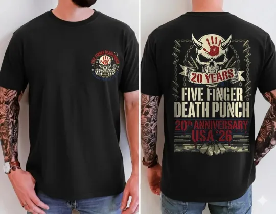Five Finger Death Punch 20th Anniversary USA Tour 2026 Unisex T-shirt