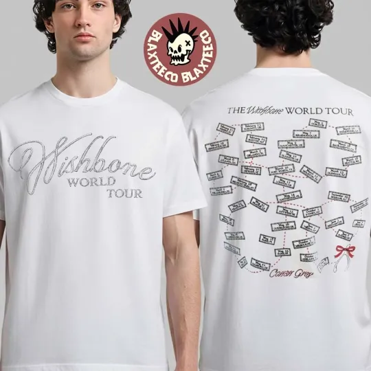 Conan Gray Wishbone World Tour Merch 2026 Tour Map Dates White T-Shirt