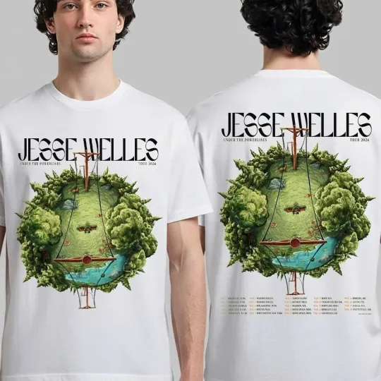 Discover Jesse Welles Under The Powerlines Tour 2026 North America City Dates T-Shirt