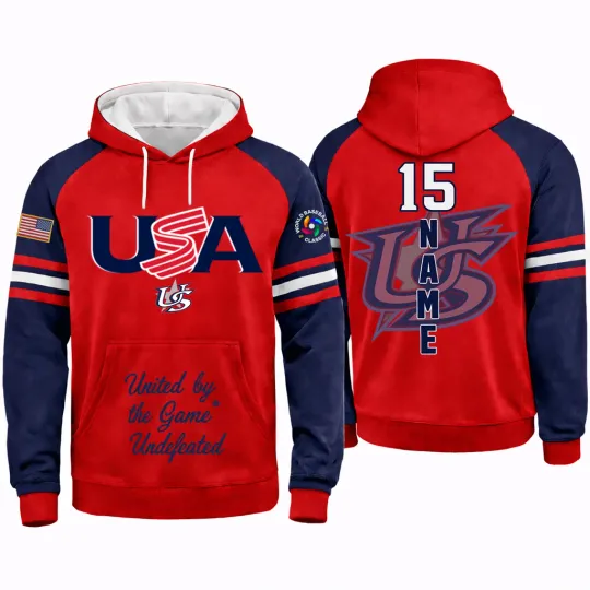 Discover Personalized 2026 World Baseball Classic USA Team Hoodie Pullover Shirt, V01