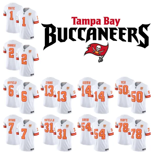 Men's Buccaneerss White 1976-2025 50th Season Game Jersey