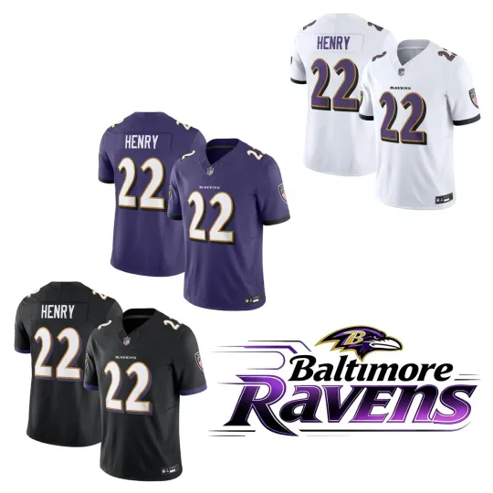 Discover Men Ravens #22 Derrick Henry White/Purple/Black Limited Player Stitched Jersey