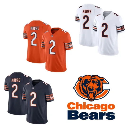 Discover Men's Bears #2 D.J. Moore Orange/Navy/White Limited Player All Stitched Jersey