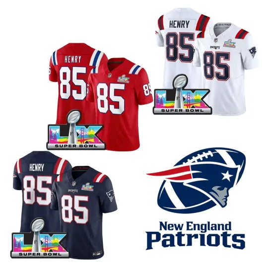 Discover Patriots #85 Hunter Henry Men Super Bowl LX Patch Limited Stitched Jersey