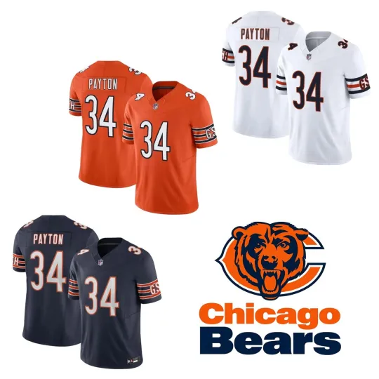 Discover Men Bears #34 Walter Payton Orange/Navy/White Limited Player All Stitched Jersey
