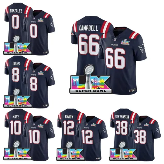 Discover Men's Patriotss Navy 2026 Super B.owl LX Jersey All SIZE