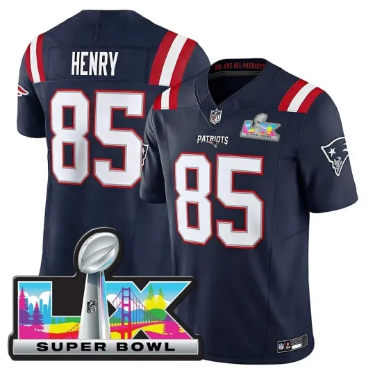 Discover Patriotss #85 Hunter Henry Men Super B.owl LX Jersey