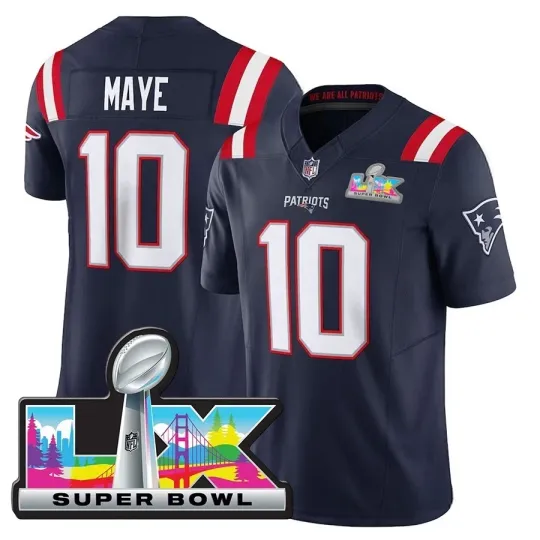 Discover Men Patriotss #10 Drake Maye Super B.owl LX Jersey