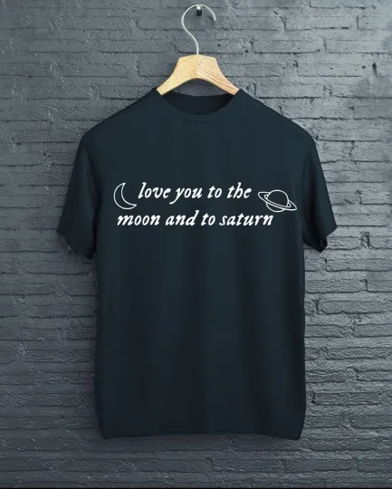 Discover Swift folklore Seven ‘Moon and Saturn’ Black T-Shirt Merch Eras Tour