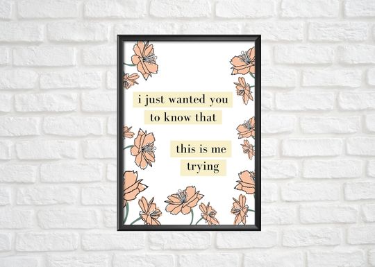 Discover Swift, Folklore, This Is Me Trying Lyric Poster. Folklore Poster. Swift Printable Wall Art. Bedroom decor. This Is Me Trying.