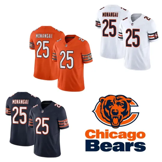 Discover Men Bearss #25 Kyle Monangai Orange/Navy/White Limited Player All Jersey