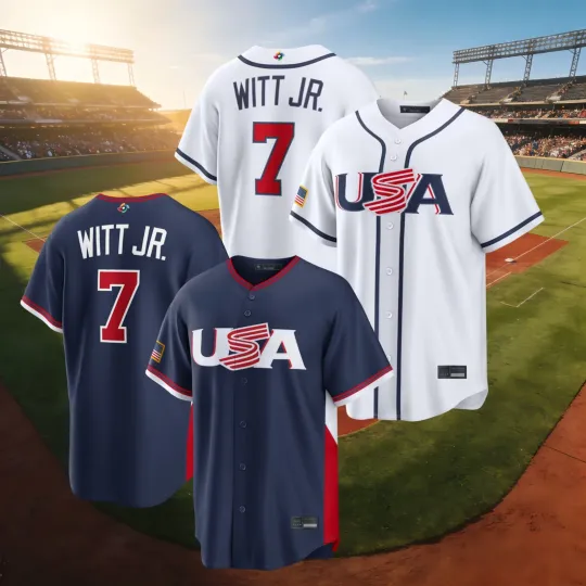 Discover Bobby Witt Jr. #7 WBCC USA Baseball Jersey White/Navy