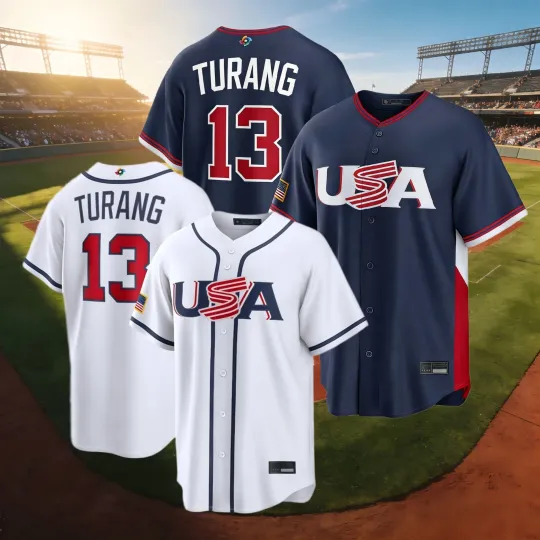 Discover Brice Turang #13 WBCC USA Baseball Jersey White/Navy