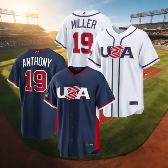 Discover Mason Miller #19 WBCC USA Baseball Jersey White/Navy