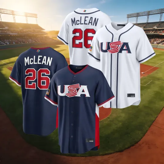 Discover Nolan McLean #26 WBCC USA Baseball Jersey White/Navy