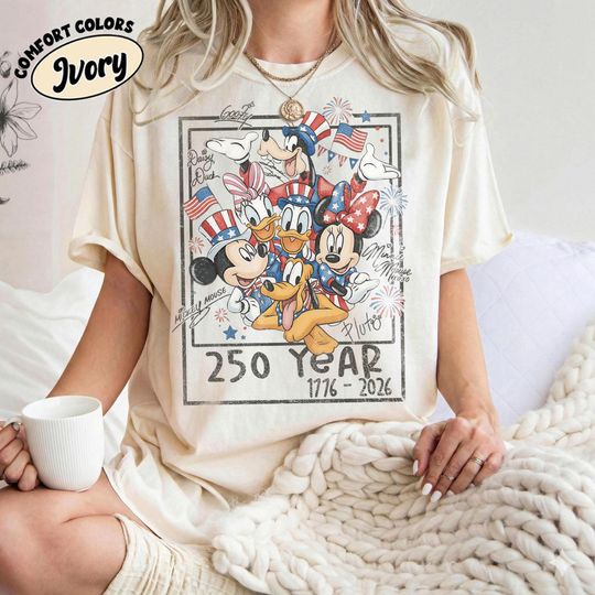 Discover Disney 250th USA Anniversary Shirts, Mickey and Friends Shirt, 1776-2026 Patriotic Tee, Mickey Minnie Ears Semiquincentennial