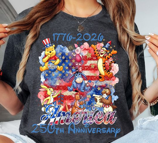 Discover 250th Year American Disney Shirt, Mickey Minnie Mouse TShirt, Cute Disneyworld Cartoon Shirt