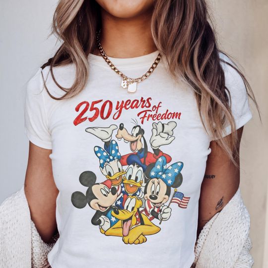 Discover Disney 250th Year USA Anniversary Baby Tee, Mickey and Friends USA 250 Years Shirt, Disney 4th of July TShirt, Independence Day