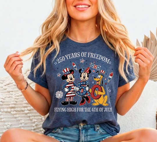 Discover Disney 250 Years Of America Shirt, Mickey And Friends USA 250th Anniversary T-Shirt, Mickey Minnie Pluto US, WDW Patriotic Trip Tee