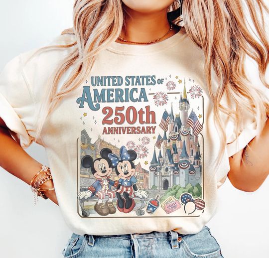 Discover 250 Years of America Mickey and Friends T-Shirt, USA Anniversary Disneyworld Family Matching Design