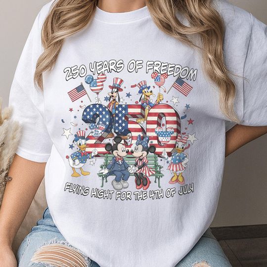 Discover Disney Mickey And Friends USA 250th Shirt, USA Flag 250th Year Shirt, 4th Of July Shirt, American Flag Shirt, Disney Freedom Shirt