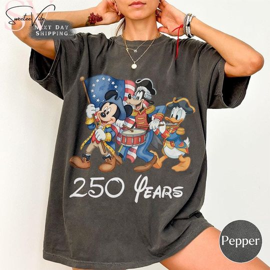 Discover Retro Mickey Mouse 250 Years Shirt, America 250th Anniversary Tee, Patriotic Disney Graphic, Disney Family Tee, Independence Tee