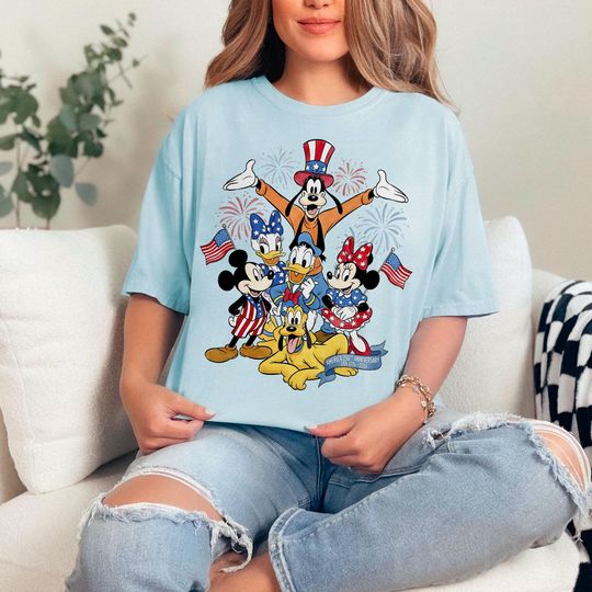 Discover Mickey and Friends 4th July 2026 Shirt, Disney Independence Day Tee, Disneyland Family, Walt Disney World T-shirt