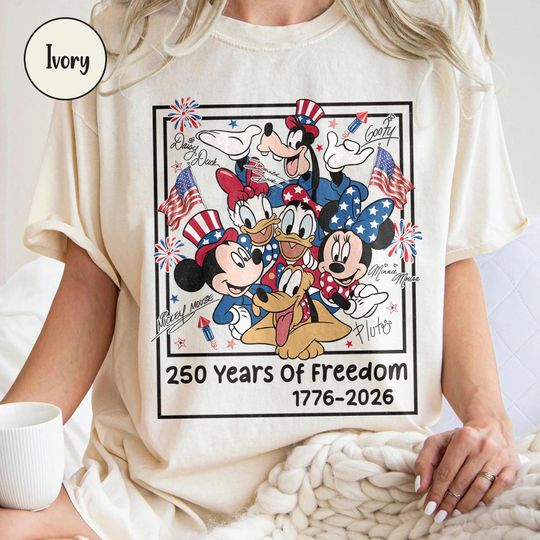 Discover Disney 250th USA Anniversary Shirts, Mickey and Friends Shirt, 1776-2026 Patriotic Tee, Mickey Minnie Ears Semiquincentennial