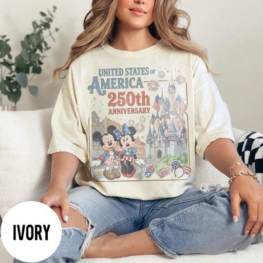 Discover Retro USA 250th Anniversary Mickey Minnie Shirt, Patriotic Disney Main Street Tee, Magic Kingdom Shirt, Family Trip 2026 Matching Shirts