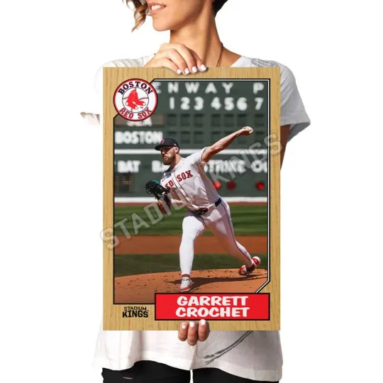 Garrett Crochet Boston Red Sox 1987 Baseball Card Poster Wall Art