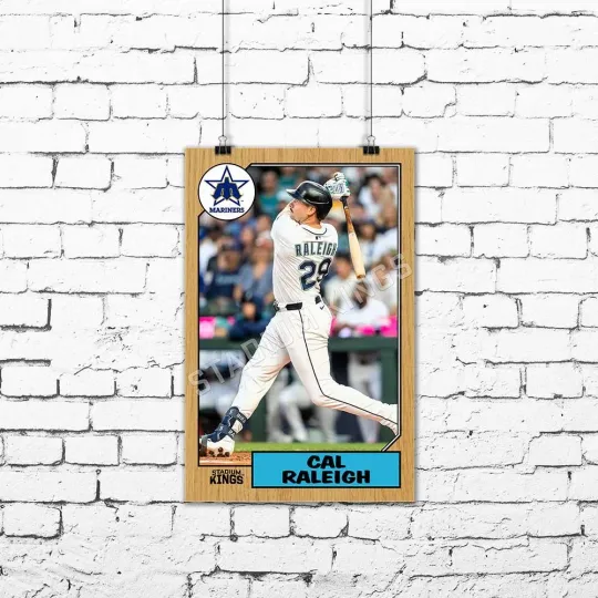 Cal Raleigh Seattle Mariners 1987 Baseball Card Poster