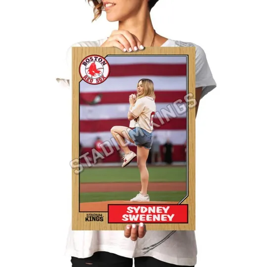 Sydney Sweeney Boston Red Sox 1987 Baseball Card Poster