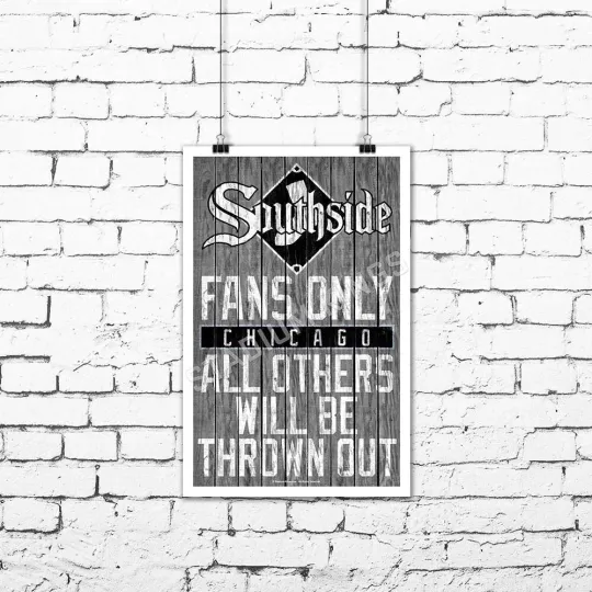 Chicago White Sox Team Fans Only Fan Cave Sign Wall Art Print