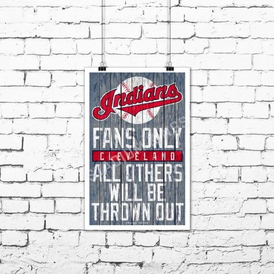 Cleveland Indians Team Fans Only Fan Cave Sign Wall Art Print