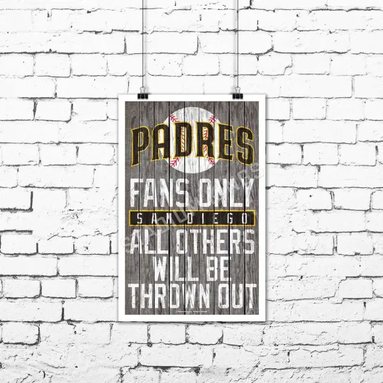 Discover San Diego Padres Team Fans Only Fan Cave Sign Wall Art Print