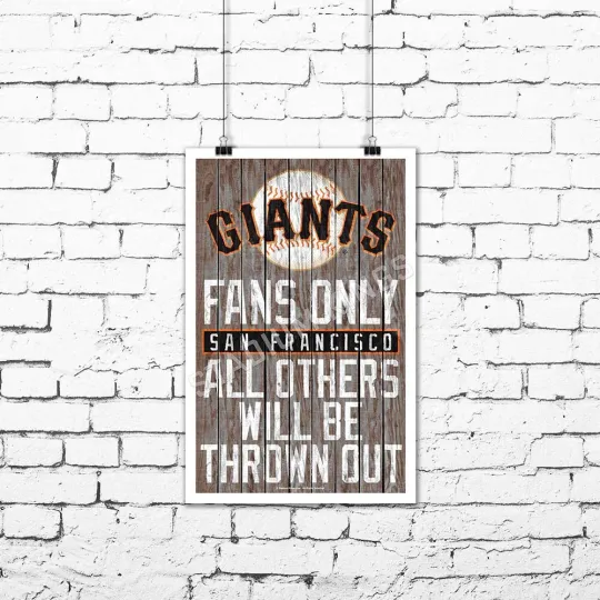 Discover San Francisco Giants Team Fans Only Fan Cave Sign Wall Art Print