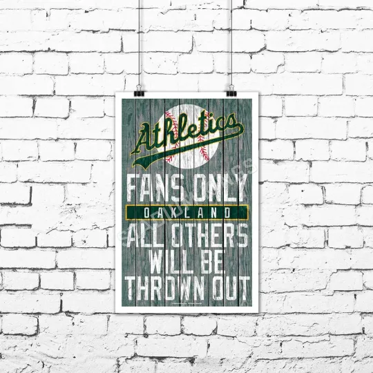 Discover Oakland Athletics A's Team Fans Only Fan Cave Sign Wall Art Print