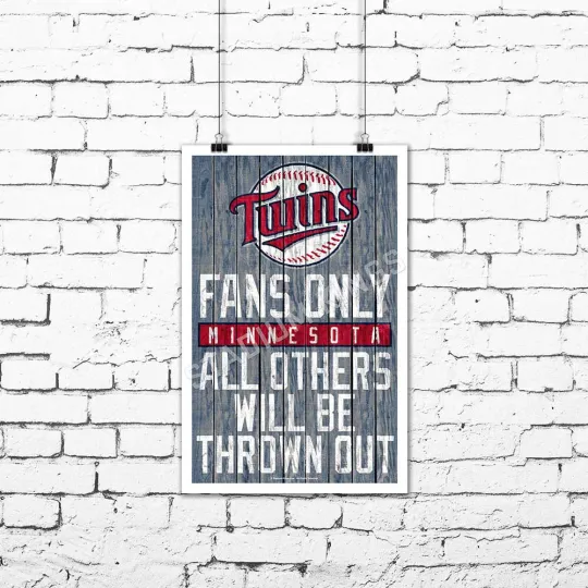 Minnesota Twins Team Fans Only Fan Cave Sign Wall Art Print