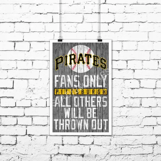 Pittsburgh Pirates Team Fans Only Fan Cave Sign Wall Art Print