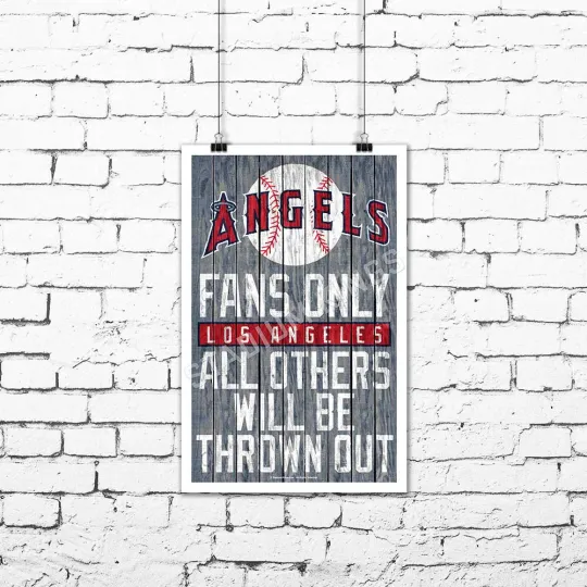 Los Angeles LA Angels Team Fans Only Fan Cave Sign Wall Art Print