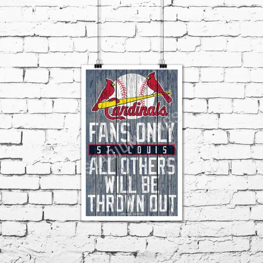 Discover St. Louis Cardinals Team Fans Only Fan Cave Sign Wall Art Print