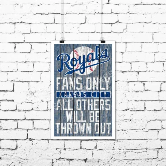 Kansas City Royals Team Fans Only Fan Cave Sign Wall Art Print